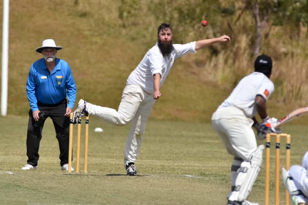 Turn: Spin bowler Ben Taylor sends one down the pitch in a representative game earlier this season. Photo: Ivan Sajko.