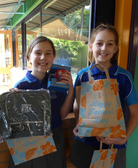 Here's to dad: Cady Frost and Phoebe Morgan from Hastings Public School with some gifts  for their dads. 