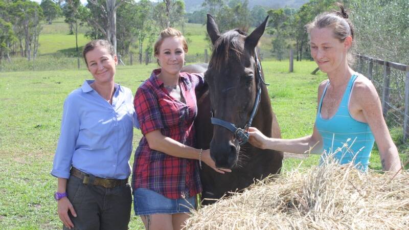 AGL’s Karyn Looby  with Amber Hunter and Kylie Cole from Heaven’s Paradise Horse Rehabilitation Sanctuary and Jodie’s Tango Paradise.