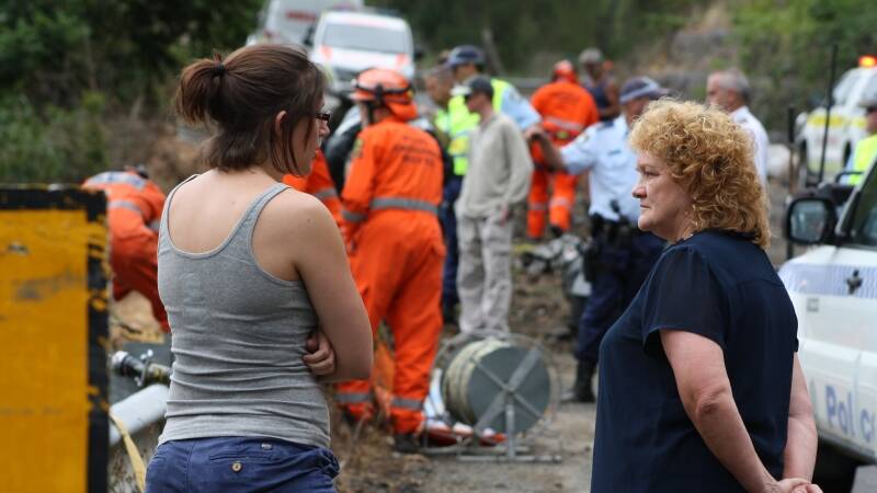Emergency services at the scene of a two-truck crash on the Thunderbolts Way north-west of Gloucester on Wednesday afternoon.