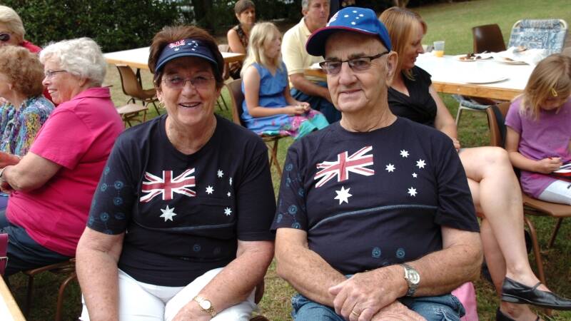 Barbara and John Ikin dressed in their Aussie regalia.