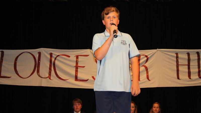 Liam Chester performs at the Gloucester High presentation night.