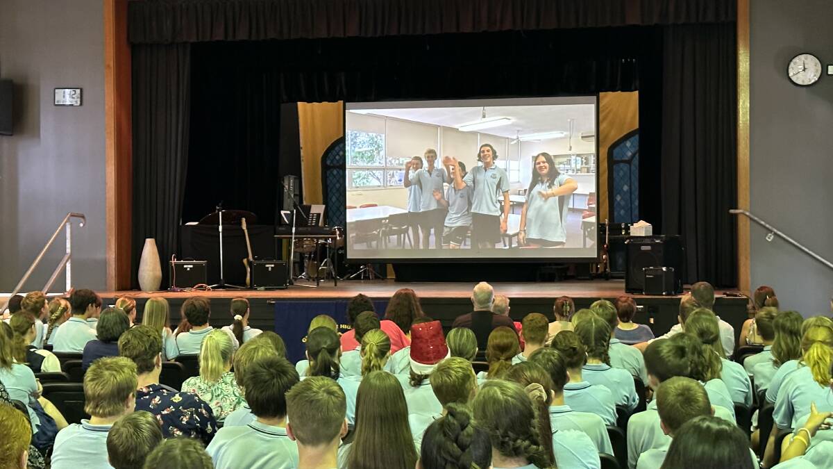 New music teacher, Bob Swadling compiled a video montage of students and staff across the school farewelling Judy. Picture supplied.
