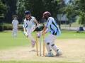 PMJCC player Luke Bowden caught short of his ground by Gloucester fill-in player Eli Tink. Picture supplied.