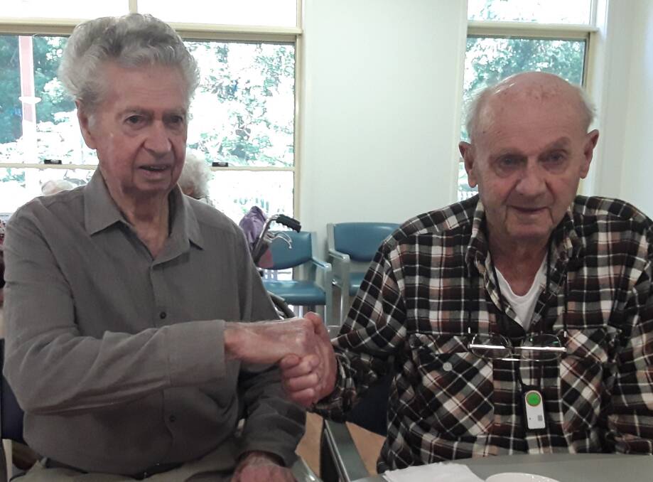 OLD MATES: Kevin Frost and Reginald Hunter reunited at Stroud Lodge.