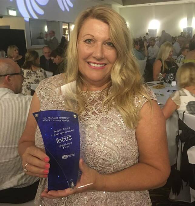 Last year's winner of the People's Choice award was Linga Longa Farm, which was accepted by Laura Newell. Nominations for the 2018 MidCoast Business Awards are now open.