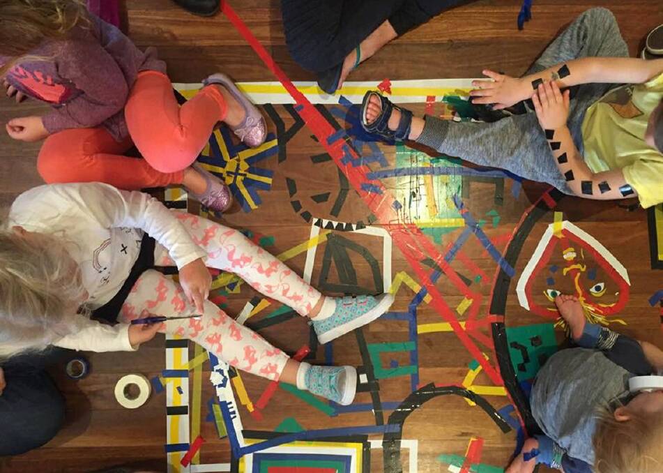 Get busy: The Manning Regional Art Gallery's Tots Tours are held once a month and sees preschoolers engaging with the current exhibition in creative ways.