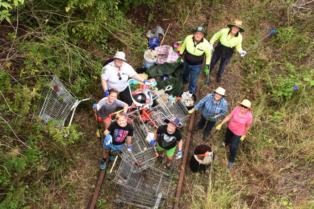 Making a difference: Shopping trolleys were among the finds when Clean-up Australia Day volunteers took to Browns Creek last year.