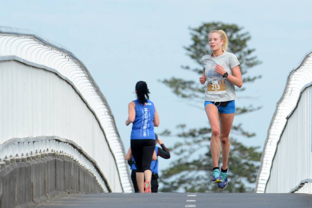 On track: Josie Pepper was first girl home in the half marathon during 2017's Forster Running Festival. The event is on again this Sunday.