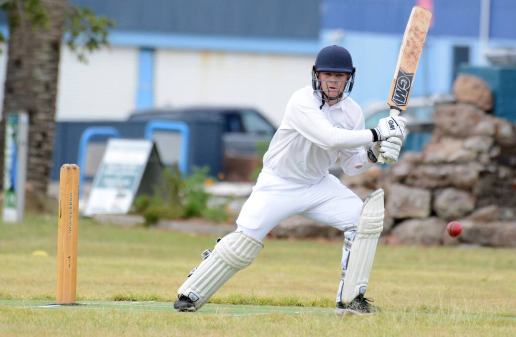 Gloucester batsman Harry Clarke at the crease during clash against Wingham