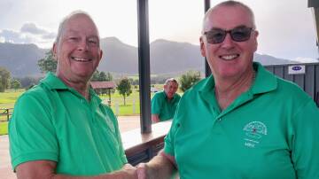 Stableford winner Peter Sate (left) with the event's sponsor Mike Howard.