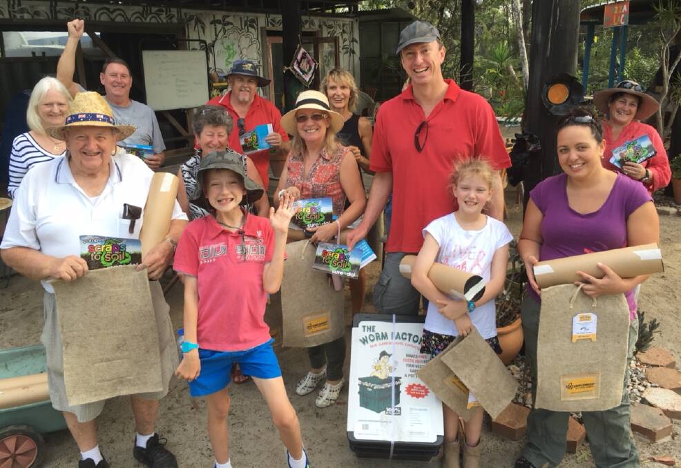 Fabulous flashback: Participants celebrate completion of a Scraps to Soil workshop in Tuncurry.