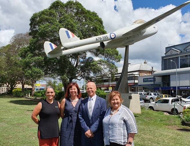 MidCoast Council's economic development manager Robyn Brennan, RDAMNC CEO Kerry Grace, MidCoast mayor David West and TAFE's Maura Luxford.