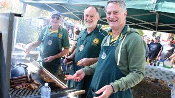 Gloucester Lions are on duty preparing breakfast at the farmers markets. Pictured at the June market were Alec Bruce, Danny Green and Peter Ross.
