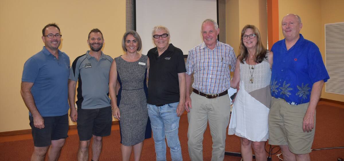 Michael Yarad, Paul Axisa, Council’s Robyn Brennan, Placemaking expert David Engwicht, Gary Gersbach, Fiona Thompson and Warwick Thompson at the Forster Masterclass.