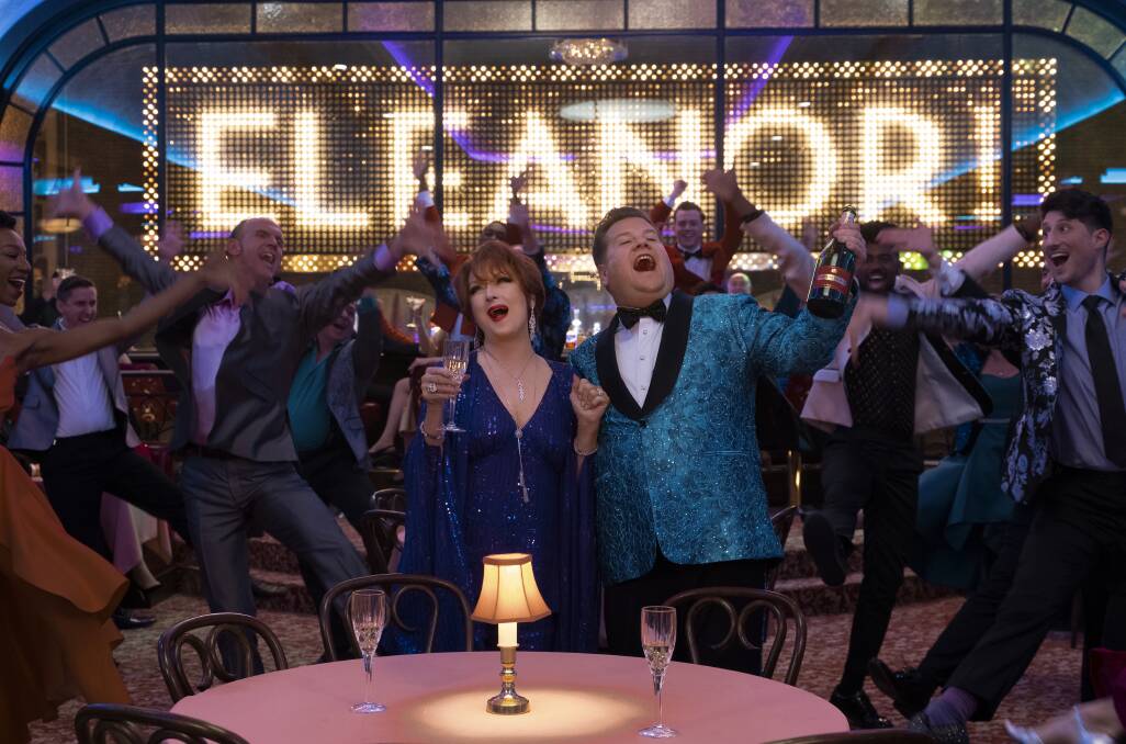 Meryl Streep and James Corden ham it up in The Prom. Picture: Netflix