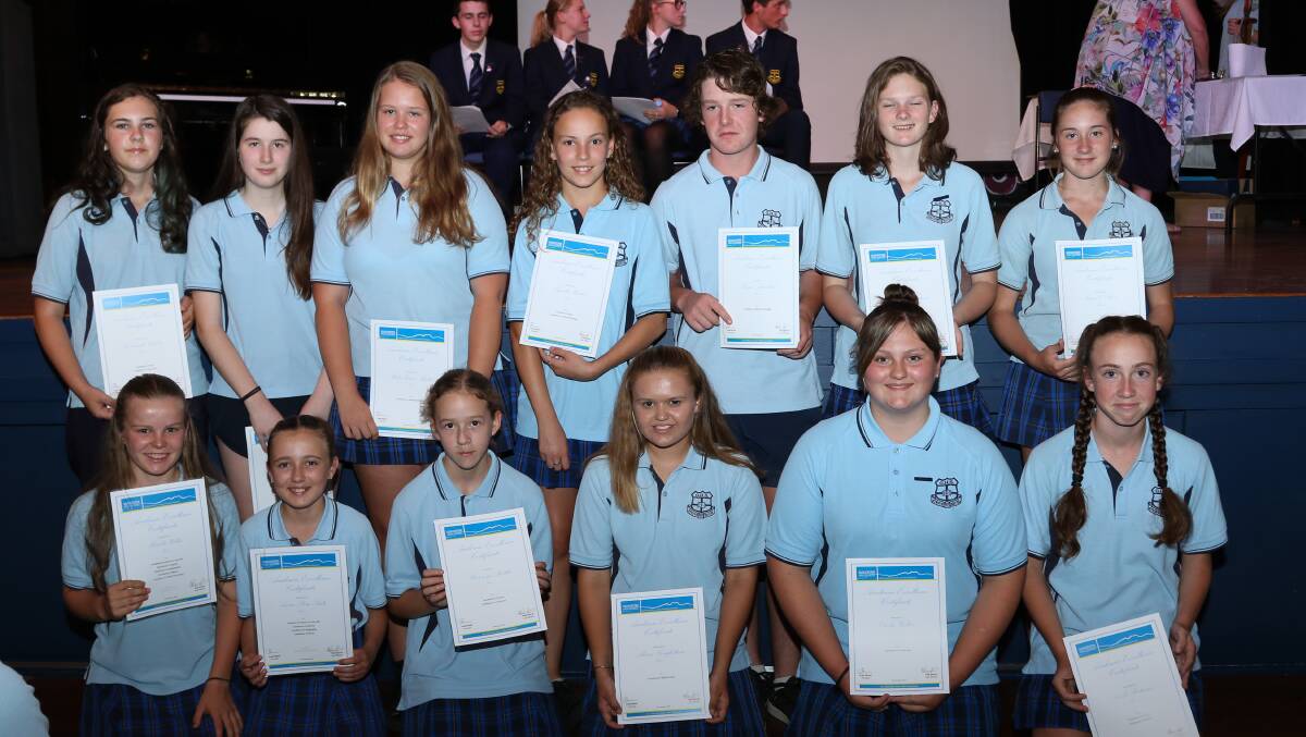 Year eight students with their academic awards. Photo: Sharon Benson Photography