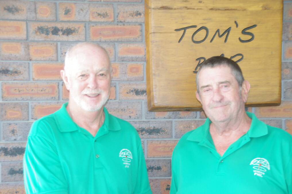 Gloucester Veterans Golf Club winners Jim Russell with the day's sponsor Phil Hawkins. Photo supplied