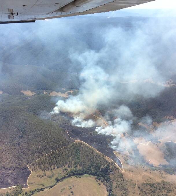 Gloucester fire: Ariel photo taken on February 11 of the fire at Giro. Picture: Rowan Lund NSW RFS