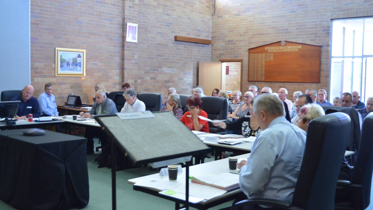 Image of the first MidCoast Council meeting held in Gloucester.
