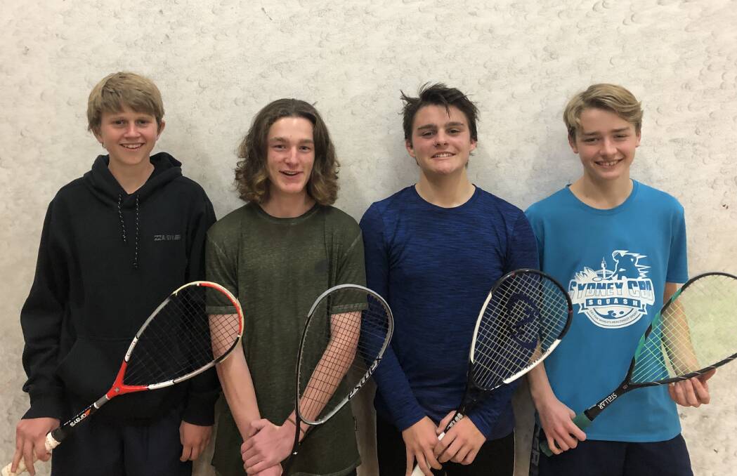 Gloucester High School boys open squash team Jyah Bowden, Riley Doutty, Baily Ballantyne and Ethan Bird. Photo supplied