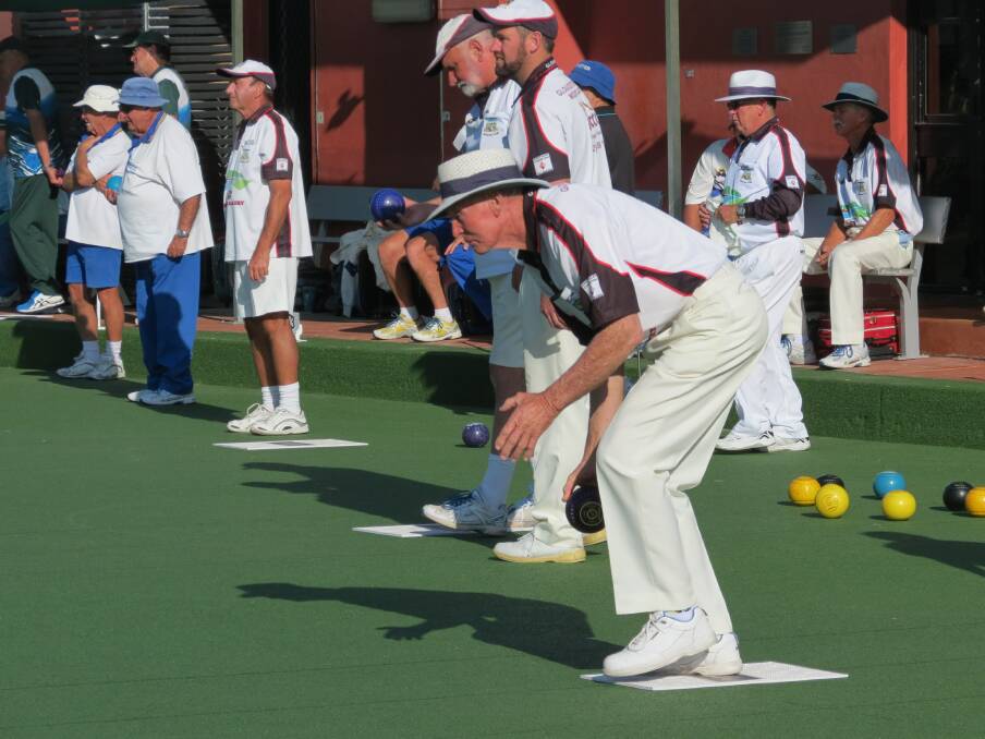Mens pennant teams:Kevin Burley bowling as a grade 4 player at the Forster Bowling Club. Photo Steven Howlett