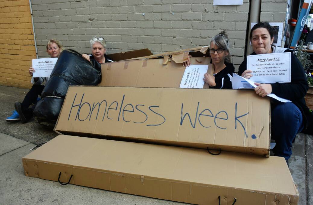 Bucketts Way Neighbourhood Group's Jeannette Mumford, Kim Wiesner, Amy Dillon and Mel Lightfoot highlight the homelessness issue in Gloucester during Homelessness Week in August.