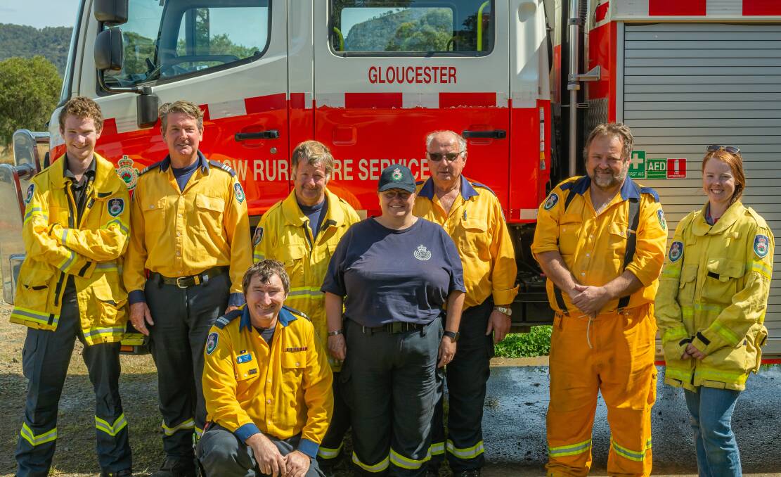 Part of the Gloucester Rural Fire Brigade - Isaac Earle Broadley, Neville Moore, Jason Slade, David Ironfield, Jo Fitzpatrick, Kevin Adams, Robert Stirling and Chloe McCauley. 