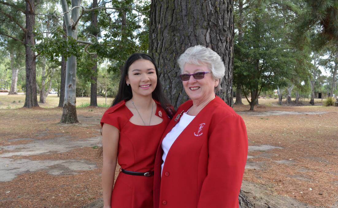 Empowered women: Kylee Fitzgerald and Lyn Creek are dressed in the formal BJP physie uniform as they get ready for the zone competition in Taree. Photo: Anne Keen