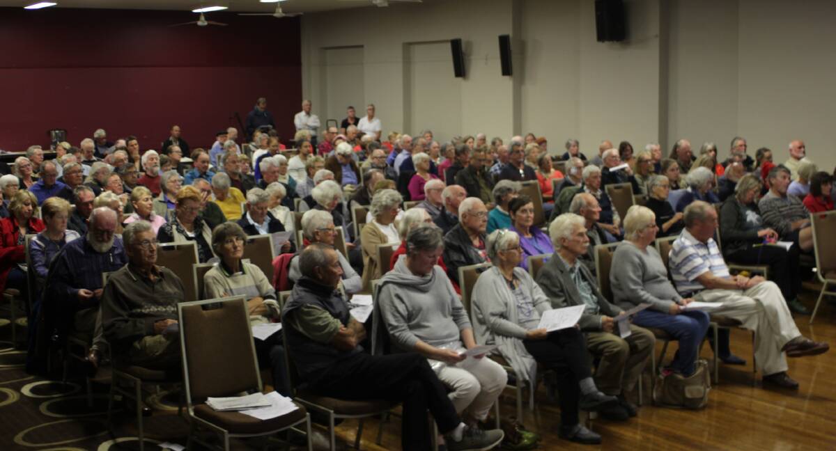 Over 100 people attended the meeting at the Gloucester Soldiers Club to listen to the update. Photo Anne Keen