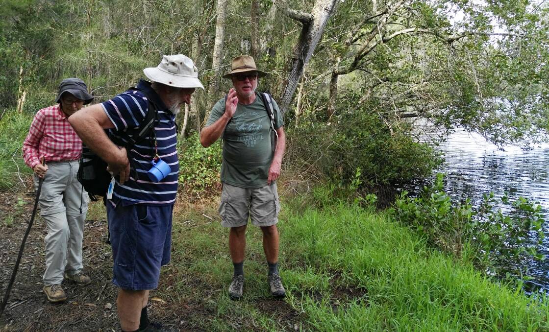 Steve and Pippa Robinson and John Watts on the bank of the Wallingat River. Photo supplied