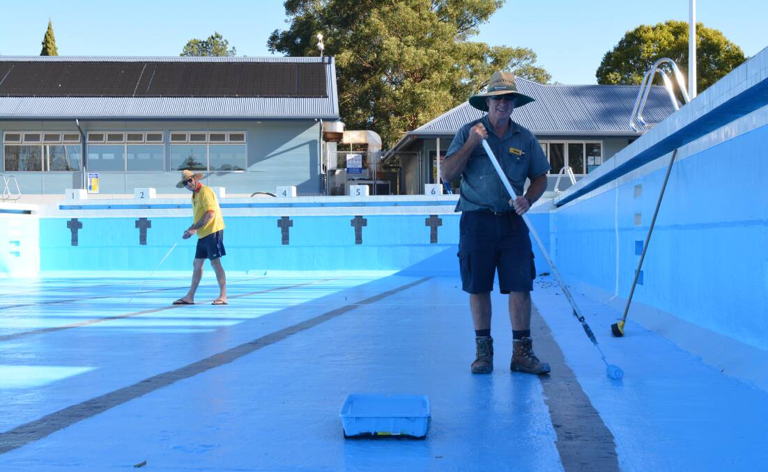 What a team: Dave Windred and Nick Kenny have been doing the finishing touches at the Gloucester pool. Photo: Anne Keen