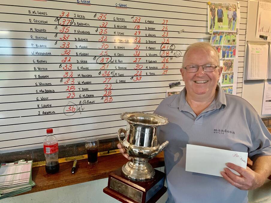 Peter Markey grins has he takes the Gloucester Golf Club's Teachers Cup 2020. 
