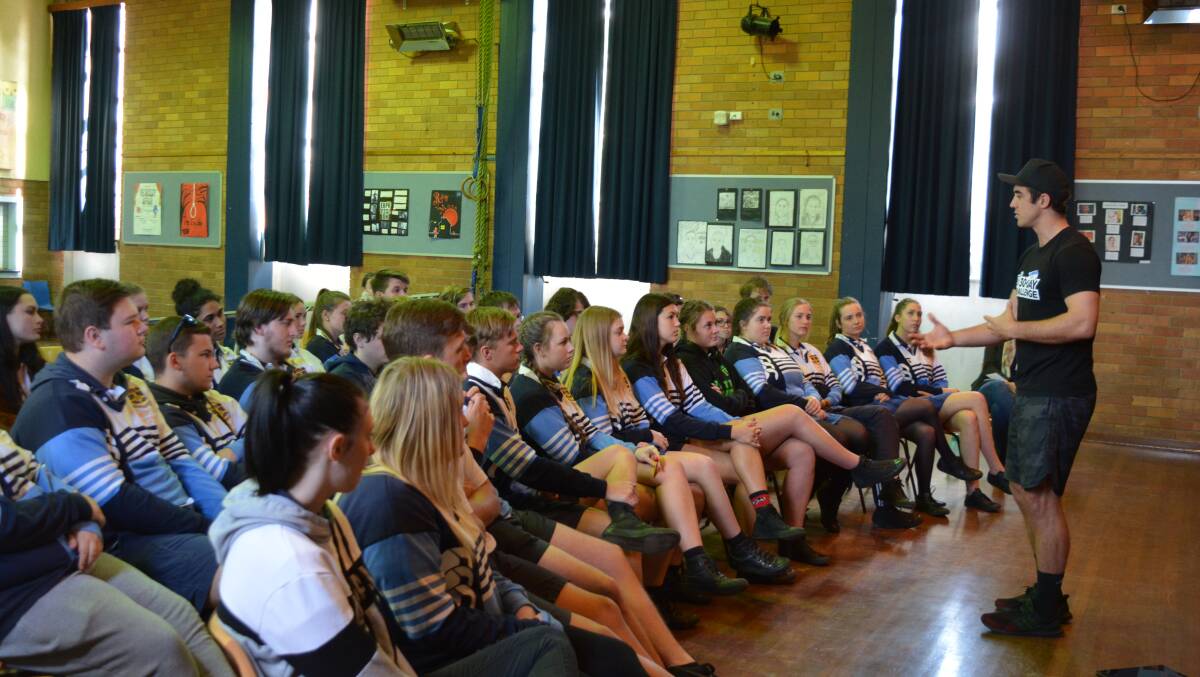 POW: David Tabain held separate sessions with the year 10, 11 and 12 students before taking on the teachers. Photo: Anne Keen