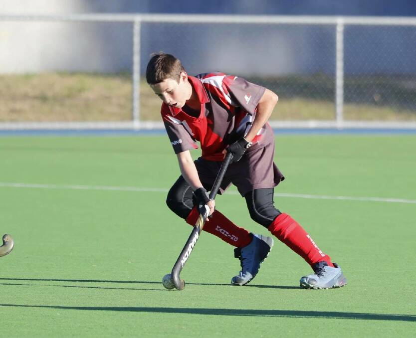 Jackson Moore in action during the u15s boys hockey competition in Armidale. Photo Click InFocus
