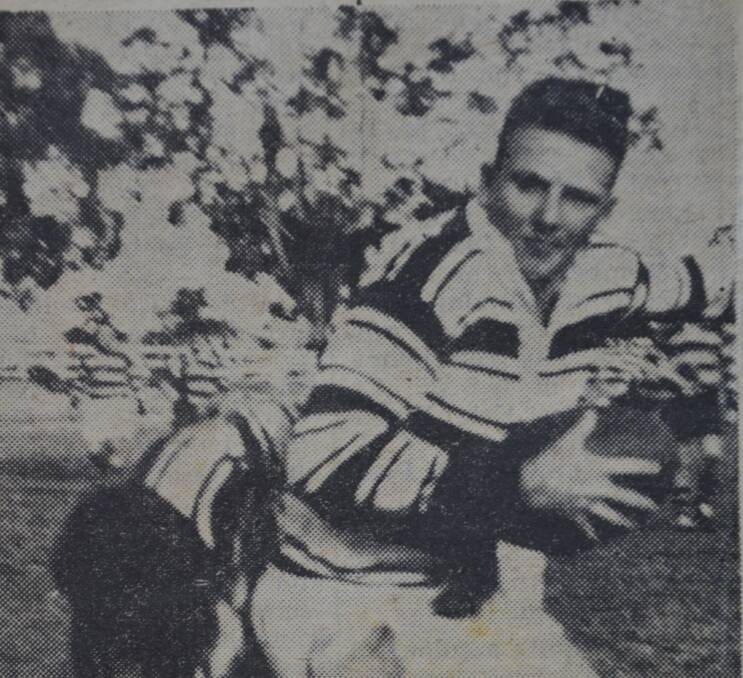 Joe White pictured in the Tuesday, September 16, 1963 edition of the Gloucester Advocate playing in the Group 18 Rugby League semi final.