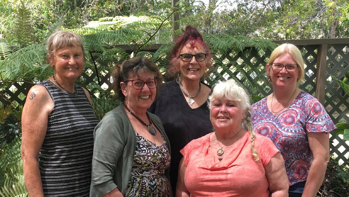 The ec0centric group of artists are Carmel Spark, Kate Landsberry, Ariane Bell, Susie Oldfield and Philippa Bell. Photo supplied. 