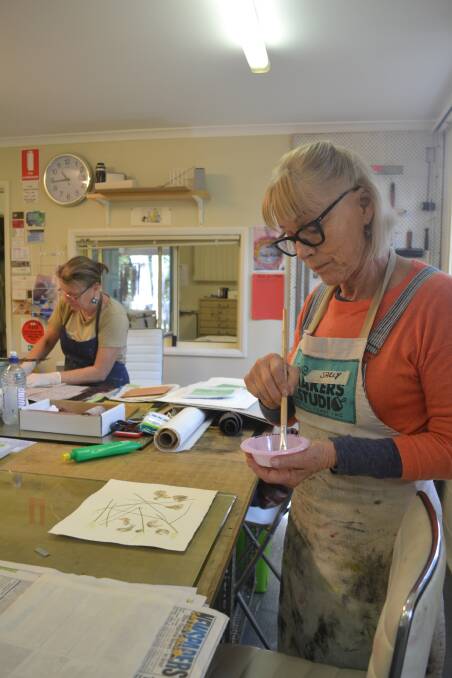 Rowena Horden and Suzy Ross during a creative support workshop at The Makers Studio. Photo supplied
