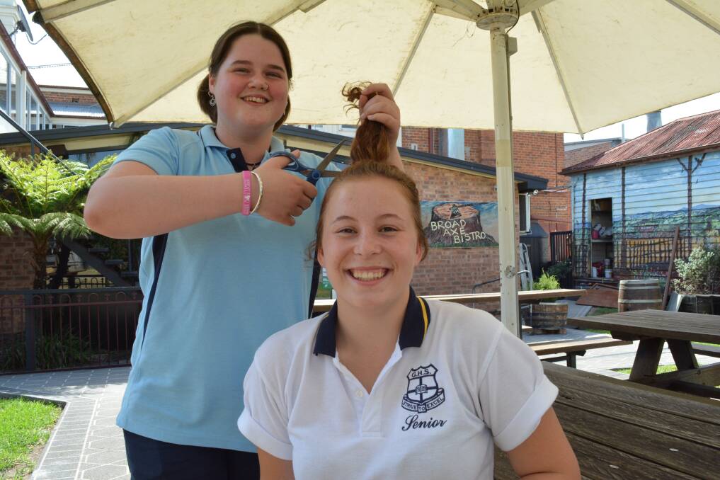Tallulah Nixon has agreed to shave Ayrleah Tull head and both are looking forward to the event. Photo Anne Keen