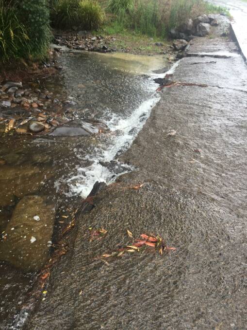 Water was flowing over Rocky Crossing on Saturday afternoon as a result of the recent rainfall. Photo supplied.
