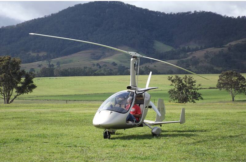 A gyrocopter joins in the fun during a past fly in at the Gloucester airstrip. Photo supplied