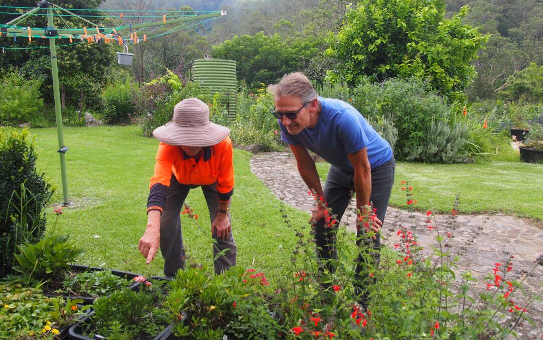 Marnie Johnson and Ron Woods checking out the garden at Misty Ridge. Photo supplied