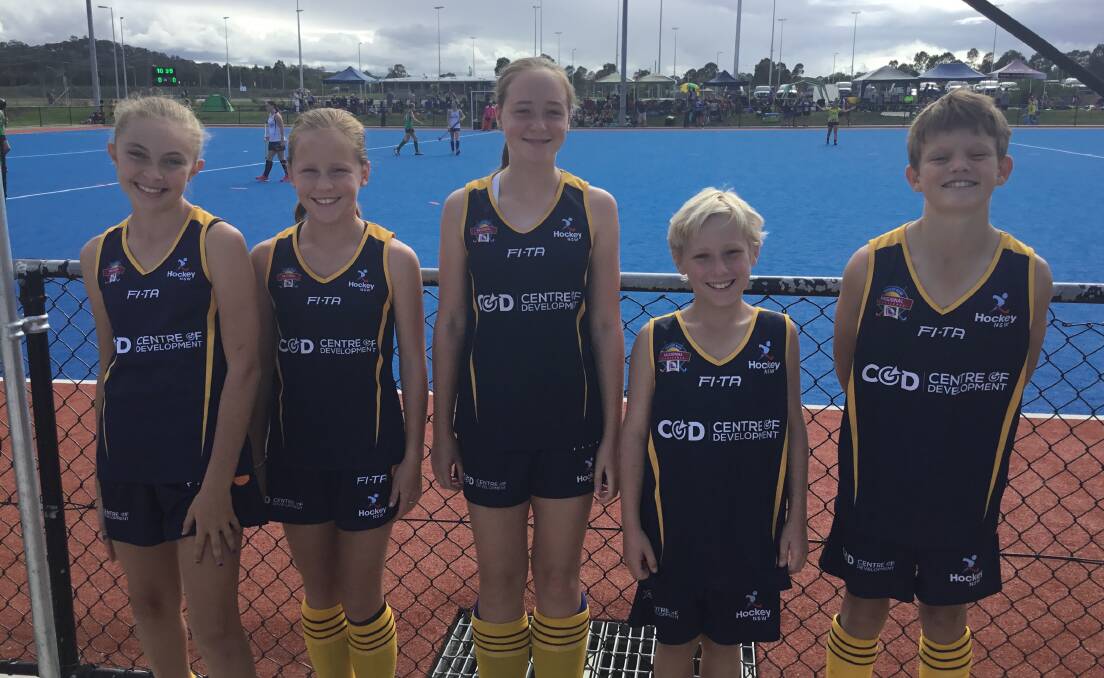 Ready to play: Toreen Denyer, Darcy Fry, Elyssa Keen, Dean Germon and Nick Maslen at the fields in Narellan. Photo Dave Keen