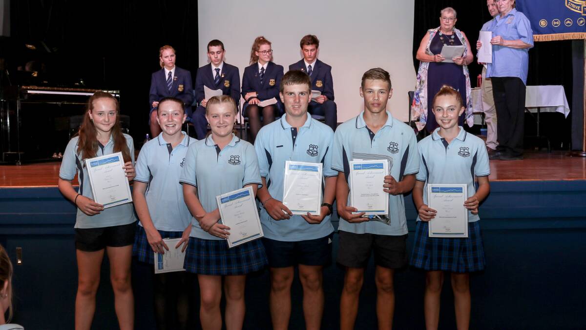  Year seven students with their special awards. Photo: Sharon Benson Photography