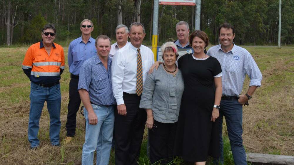 Members of the community join Melinda Pavey and Michael Johnsen for the State funding announcement at Limeburners Creek in 2017. Photo: supplied