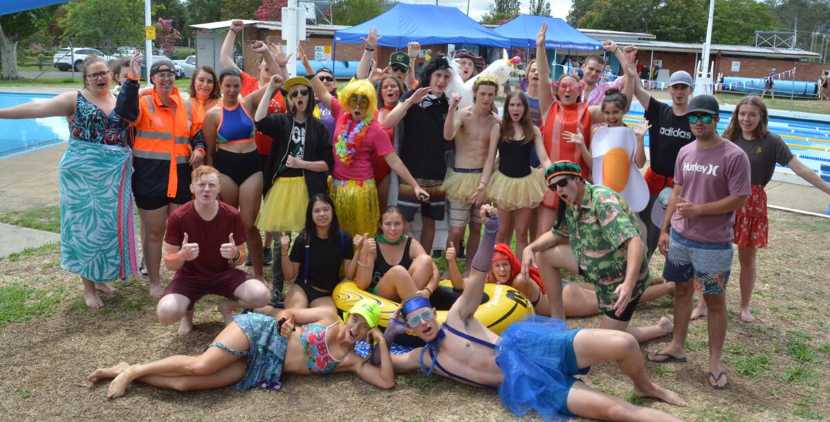 Gloucester High School's 2020 year 12 students have a bit of fun during their last ever school swim carnival. Photo Anne Keen