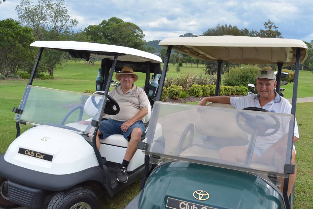 Peter Markey and Rob Moore are ready to get back out on the golf course after the ban backflip. Photo Anne Keen
