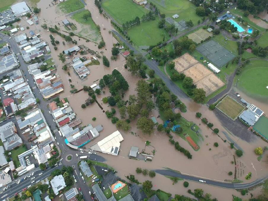 Drone photo of flooding in Billabong Park, Gloucester by David Hornery