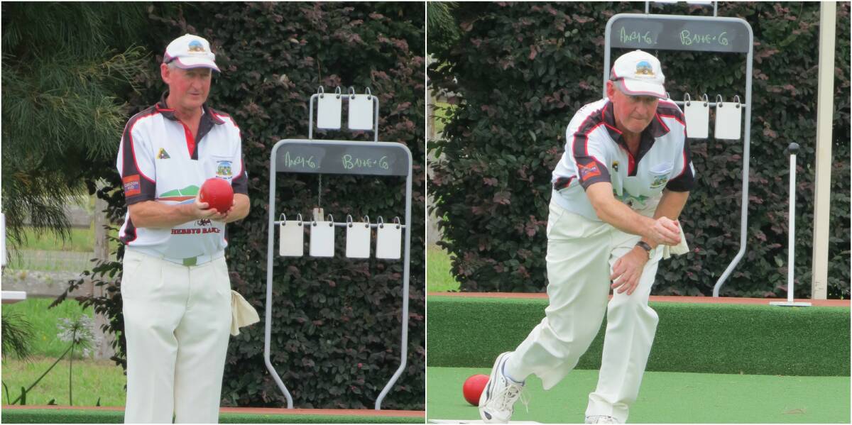 In action: Colin Hebblewhite 'having a roll' at the Gloucester Bowling Club. Photo: Steven Howlett