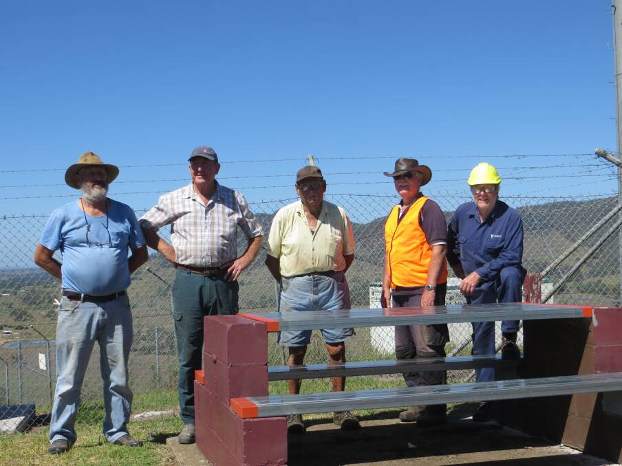 Paul Furniss, Barry Plumridge, Albert Rumbel, John Williamson and Stephen Somogyi with the new bench. Photo supplied